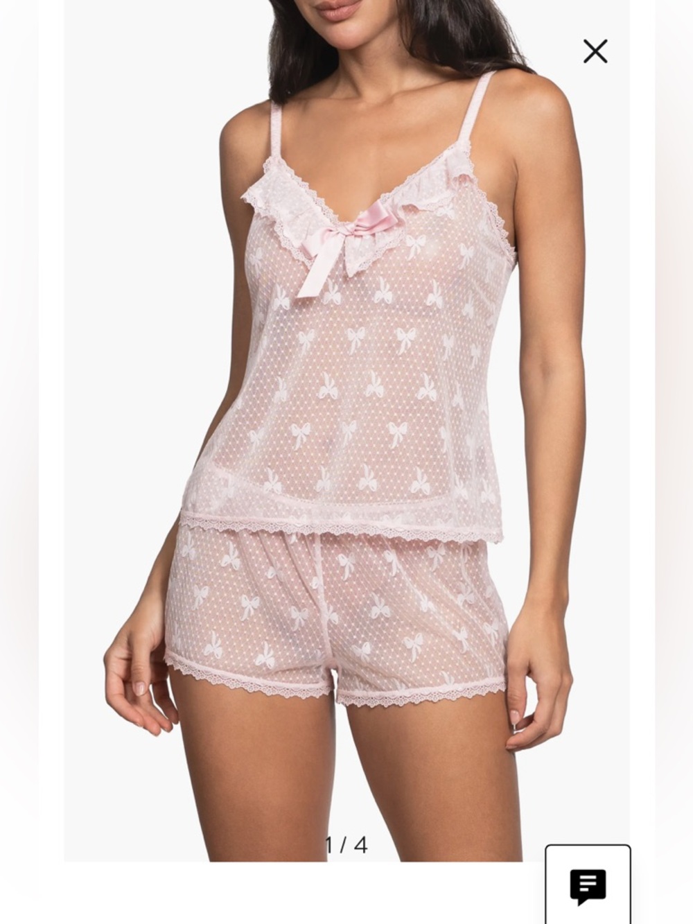 In Bloom by Jonquil Bow Mesh Short Pajamas Set Size XL